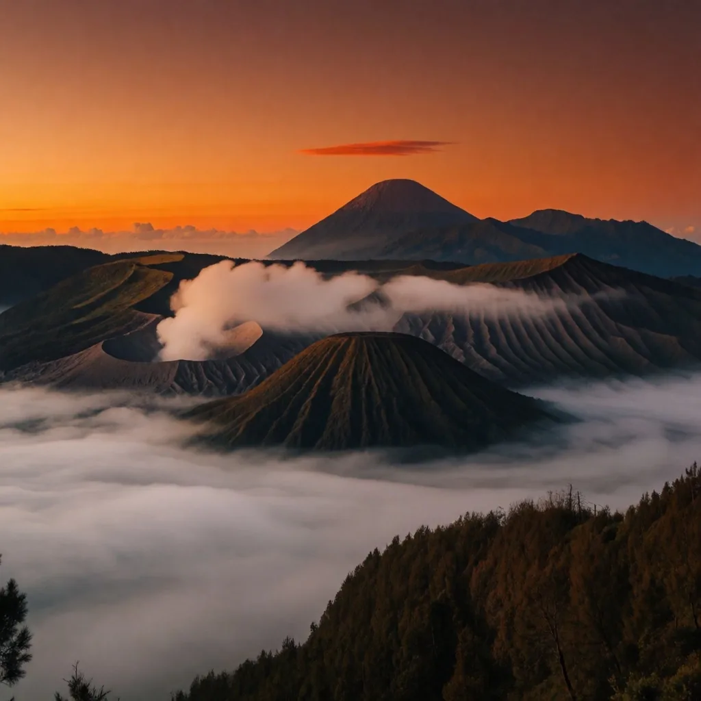 Misty mountain sunrise