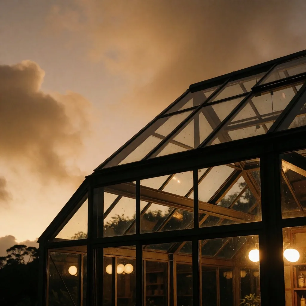 Conservatory architecture at dusk