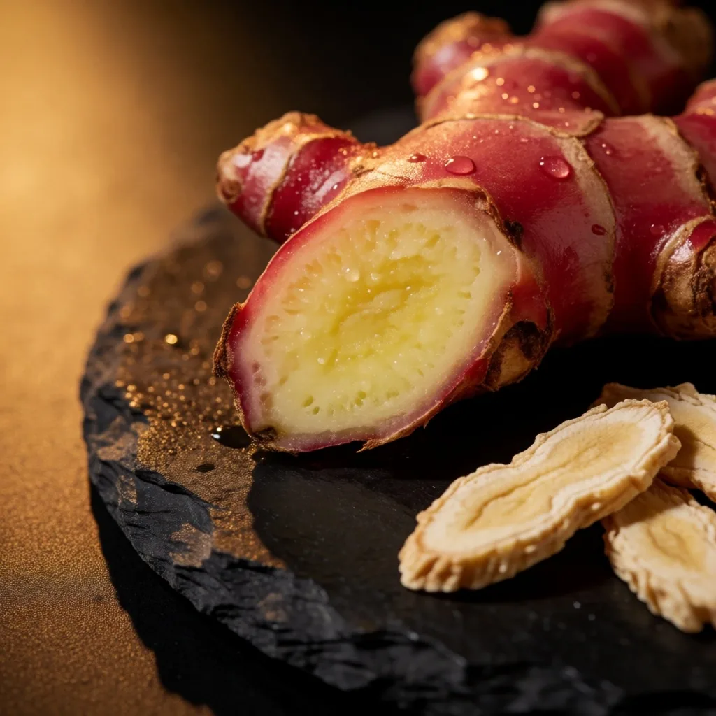 Indonesian botanicals on a dark surface