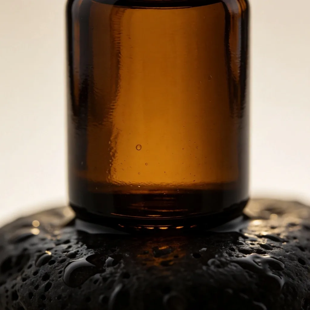 Natural supplement container on dark stone